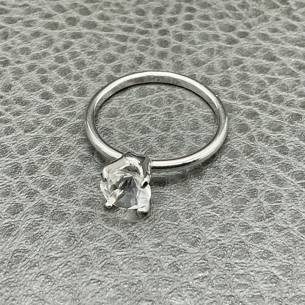 Vintage Uncas Rings Size 9 CZ Cubic‎ Zirconia Engagement Solitaire Silver Tone